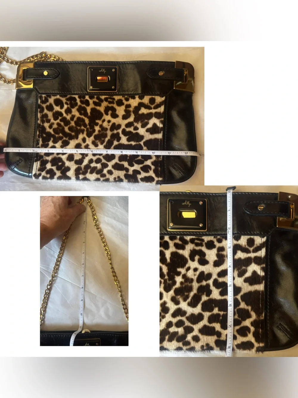 Vintage Milly Leopard Cowhide & Leather Convertible Clutch Purse